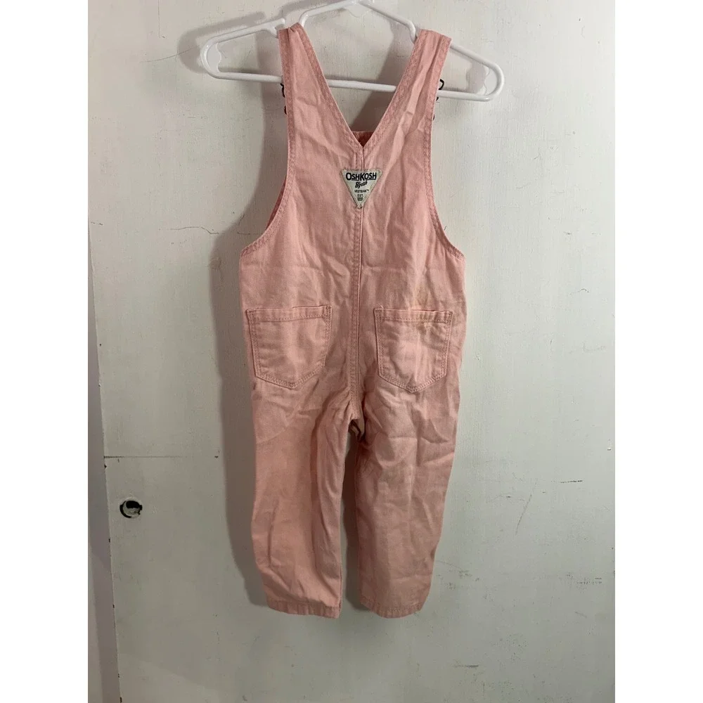 OshKosh B'gosh Overalls 12M Pink Heart Pocket Cotton Bib Kids